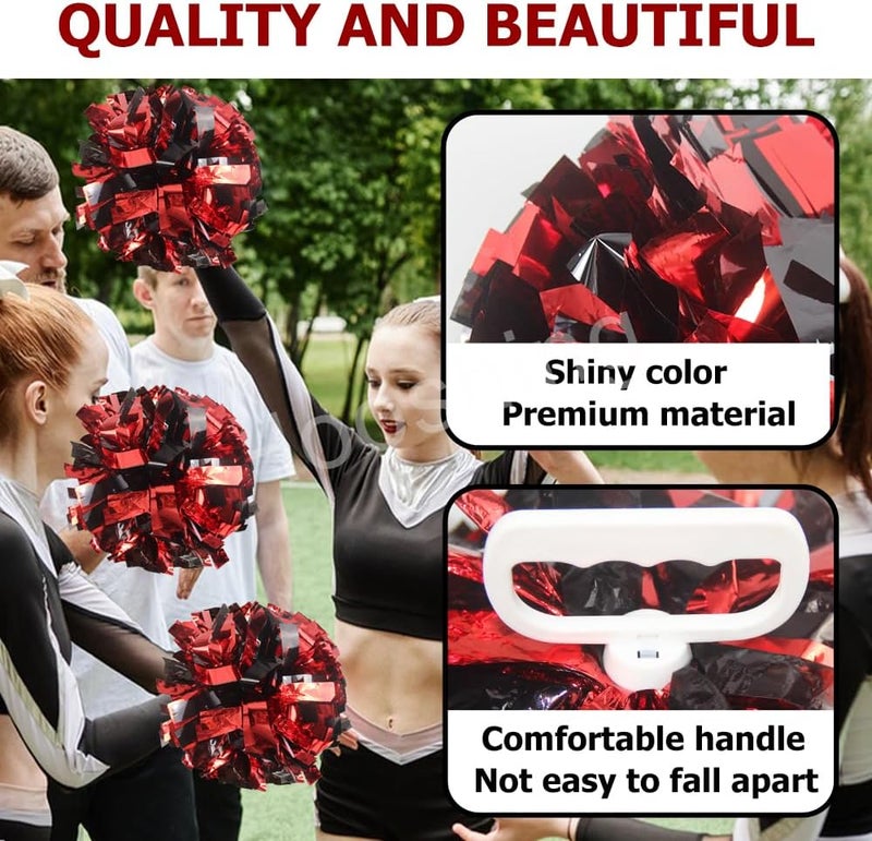 Hooshing 4PCS Pom Poms Cheerleading with Finger-Friendly Handle for Cheering Squad & Dance Team - Image 3